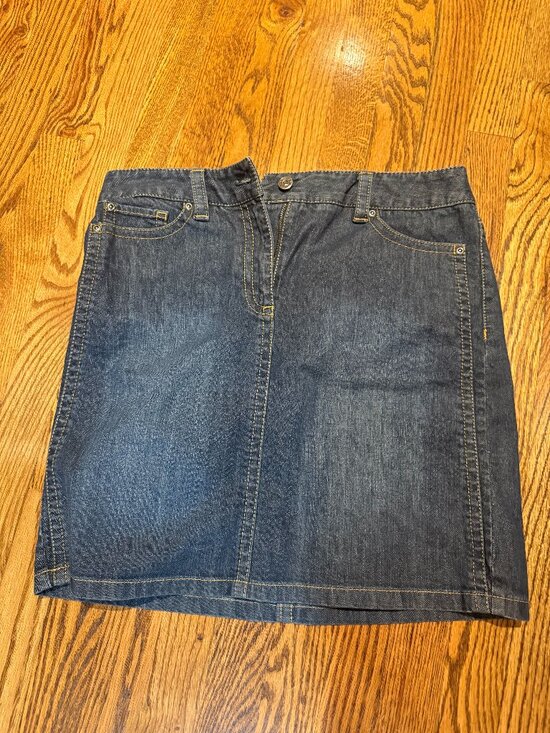 Ann Taylor Dresses & Skirts - Ann Taylor Denim Jean Skirt Size 10 Petite Dark Wash A-Line